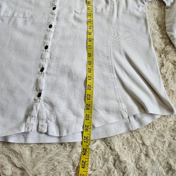 JM Collection Women's White Linen Coconut Button Down Casual Shirt Size 18 - Picture 5 of 9